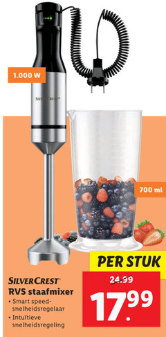  700 crest ml silvercrest rvs staafmixer smart speed snelheidsregelaar snelheidsregeling stuk 