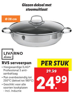  28 180 250 cm glazen deksel stoomuitlaat livarno home rvs serveerpan professional aanbaklaag pan ovenbestendig soorten kookplaten inductie stuk 