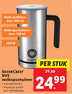  4 150 300 500 melk verhitten ml opschuimen silvercrest rvs melkopschuimer premium anti aanbaklaag stuk 