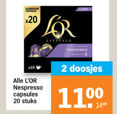  douwe egberts l or koffiecups 2 18 20 aluminium capsules lungo espresso profondo intensity nespresso stuks doosjes 00 11 