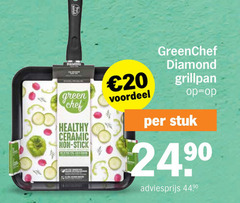  20 green chef healthy ceramic stick voordeel diamond grillpan stuk 