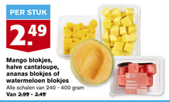  240 400 stuk mango blokjes halve cantaloupe ananas vers watermeloen schalen water meloen 