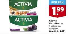  4 x4 live yoghurt cultures activia exclusieve yoghurtculturen vezels muesli pak pruim pakken bekers 