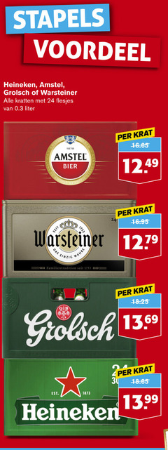  amstel grolsch heineken warsteiner krat bier 24 30 1870 stapels voordeel kratten liter bieren seit das einzig wahre familientradition 