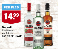  fles bacardi flessen liter razz carta blanca white santiago spiced 