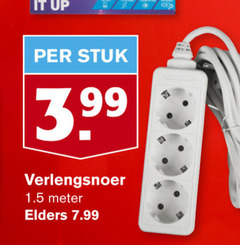  it up stuk 3.99 verlengsnoer meter elders 