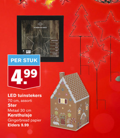  30 warm led lights stuk tuinstekers cm assorti ster metaal kersthuisje gingerbread papier elders 