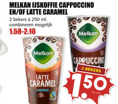  melkan ijskoffie 2 150 250 cappuccino latte caramel bekers ml combineren ijskoud liter 