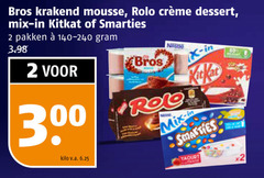  2 69 300 bros mousse rolo dessert mix kitkat smarties pakken kilo v.a. nestle yaourt for x2 