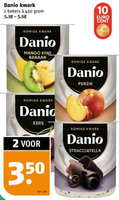  2 10 350 450 danio kwark bekers cent romige mango kiwi banaan perzik kers liter stracciatella 