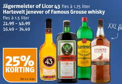  25 licor fles liter hartevelt jenever famous grouse whisky xxl v.a. jagermeister 