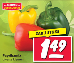  3 paprikamix kleuren zak stuks 