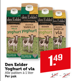  1 eelder boeren volle vanille milde halfvolle yoghurt vla scan pakken liter pak 