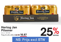  hertog jan blikjes bier 4 6 25 33 pilsener tray 22.50 traditioneel natuurzuiver 