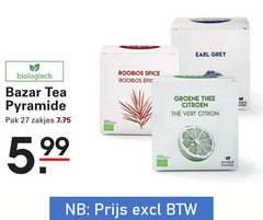  bazar thee 27 biologisch tea pyramide pak zakjes 5.99 earl grey rooibos spice groene citroen citron eerlijk 