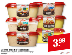  2 johma twente beter leven ei salade tonijn kip samba brood toastsalade bakjes combineren zalm kerrie solade vente 3.99 