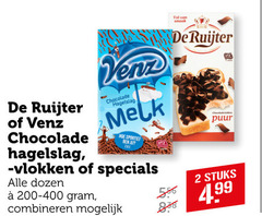  2 ruijter venz chocolade hagelslag melk sportief vlokken dozen combineren puur stuks 