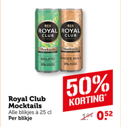  25 50 alcohol royal club original mojito flavour suiker sparkling drive ginger blikjes blikje 