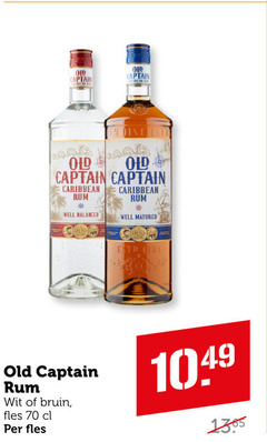  old captain caribbean rum well balanced matured wit bruin fles 