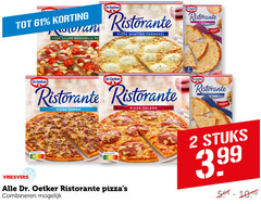  2 pizza salame mozzarella dr.oetker ristorante quattro formaggi nutri score tonno vriesvers dr. oetker combineren diavola piadina nuova pieces stuks 3.99 