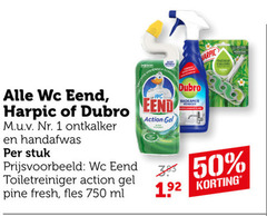  1 50 750 wc eend harpic dubro ontkalker handafwas stuk action gel badkamer reiniger toiletreiniger pine fresh fles ml 