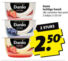  2 50 luchtige kwark danio aardbei bosbes duo pack bakjes ml stuks 