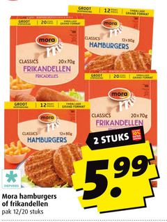  2 10 12 20 emballage grand format mora classics frikandellen pedis hamburgers verpakking diepvries pak stuks 5.99 