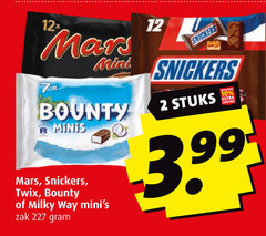  2 12 12x mars mini snickers bounty stuks minis twix milky zak 3.99 