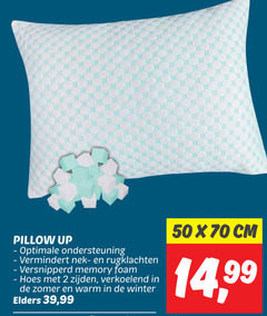  2 50 pillow up ondersteuning nek rugklachten versnipperd memory foam hoes zijden verkoelend zomer warm winter elders 99 cm 14 