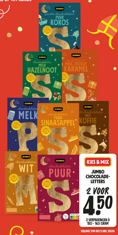  2 5 avondje jumbo gevulde chocoladeletter puur kokos open chain melk zeezout hazelnoot karamel avond wit sinaasappel koffie nutri score mix chocolade letters 