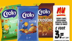  2 new croky rings sans gluten paprika flavour thai curry veggie chips patatas tubes zakken 