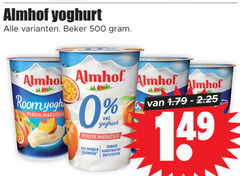  30 500 almhof yoghurt beker room perzik maracuja vet minder calorieen kunstmatige zoetstoffen 