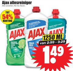  99 ajax allesreiniger xl flacon les graisses verwijdert vet hardnekkigste vuil citron limoen double fraicheur dubbele like la hard pay frais fris ml 