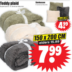  45 150 200 teddy plaid kleuren sierkussen cm elders 