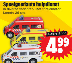  26 speelgoedauto hulpdienst frictiemotor lengte cm politie ambulance elders 