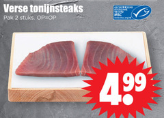  2 verse tonijnsteaks pak stuks gecertificeerd duurzame visser www.msc.org nl 