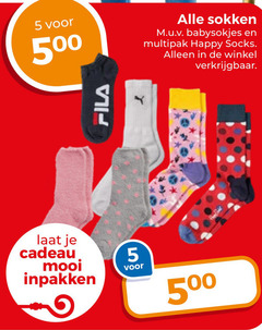  5 500 sokken babysokjes multipak happy socks fila cadeau 