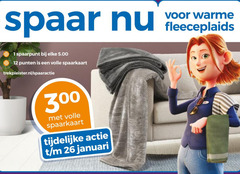  1 12 26 300 spaar warme fleeceplaids punten volle spaarkaart trekpleister.nl spaaractie januari 