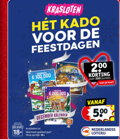  200 krasloten kado feestdagen 2 00 punten scan kaart december kalender 18 gokken stop 5 nederlandse loterij 