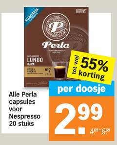  perla koffiecups 20 55 capsules aluminium nespresso compatible huisblends lungo dark pittig gebrand albert stuks doosje 