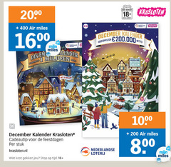  1 10 31 200 400 1000 air miles 00 160 nederlandse kalender miljoen 18 speel krasloten december spellen cadeautip feestdagen stuk gokken stop loterij 