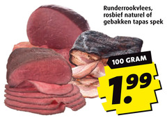  100 runderrookvlees rosbief naturel gebakken tapas spek 