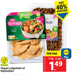  1 25 40 1609 vegetarisch vemondo kipstukjes basis soja eiwit la label rulgehakt pak 