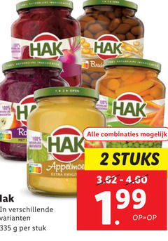  hak groenteconserven 1 2 11 100 335 open appelmoes stuk combinaties stuks 