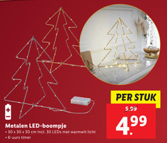  6 30 metalen led boompje cm warmwit licht timer stuk 5.99 