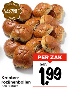  8 bakkerij krenten rozijnenbollen zak stuks 