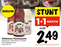  1 20 fris sweet oliehoorn barbecuesaus fe zoet rokerig pittig feestsauzen barbecue knoflook chili fles ml 