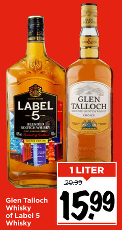  1 5 talloch label blended scotch whisky choice liter 