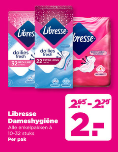  22 32 libresse dailies fresh regular liners breathable absorbent enkelpakken 10-32 stuks pak bresse top layer securefit 