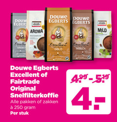  douwe egberts fair trade original koffie 100 250 douw select fairtrade aroma excellent arabica gold mocca mild snelfilterkoffie pakken zakken stuk 